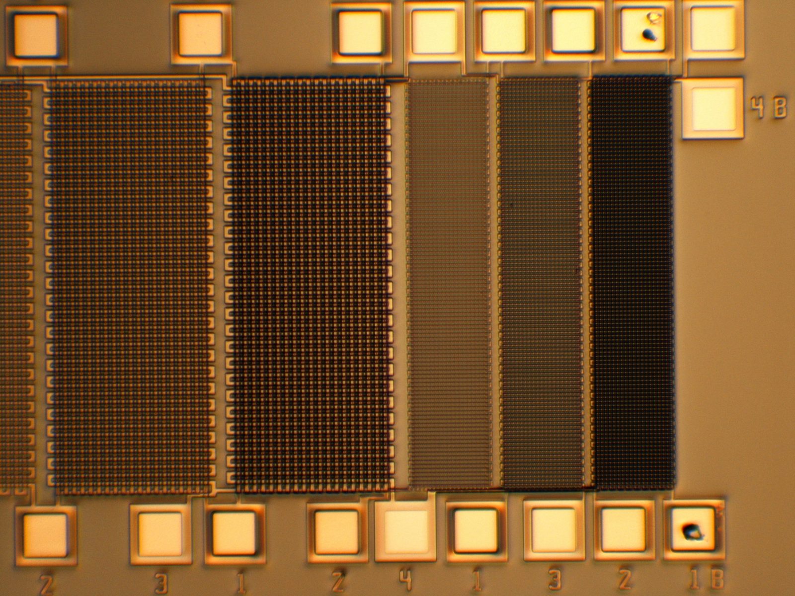 Microfabricated grid array test structures