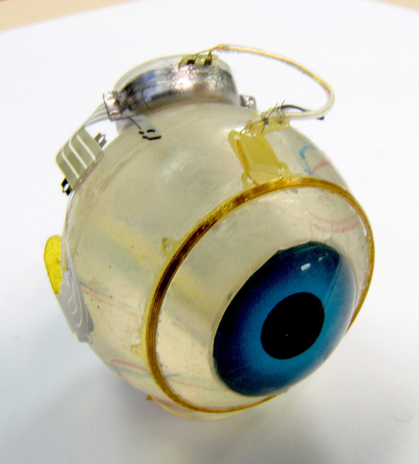 Mechanical mockup of a retinal prosthesis on a model eyeball